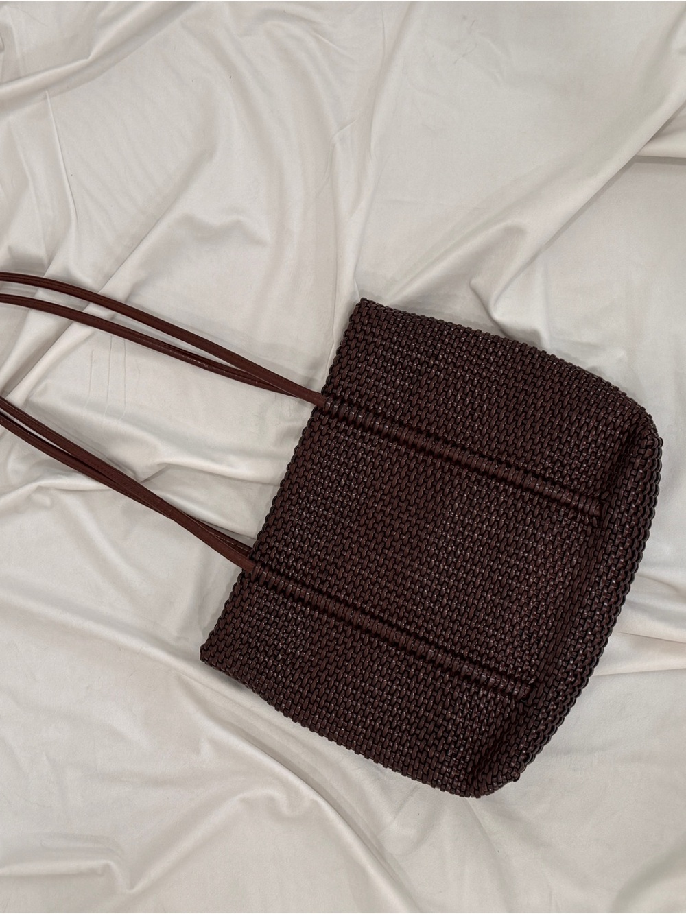 Nine West Brown Woven Faux Leather Tote Bag